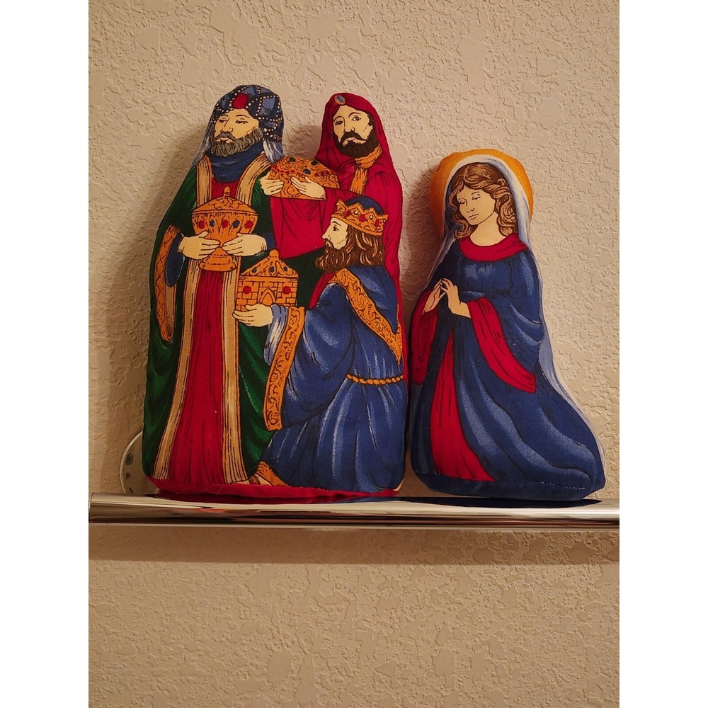 Nativity Plush - Vintage 2 Pc Christmas Holiday Mary & The Three‎ Kings